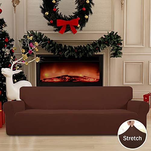 Easy-Going Stretch 4 Seater Oversized Sofa Couch Cover Coffee