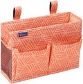 Surblue Bedside Caddy Hanging Bed Organizer Storage Bag Pocket for Bunk and Hospital Beds, College Dorm Rooms Baby Bed Rails,Camp Chiars，Wheelchair Side Bag，4 Pockets and 2 Hooks (Orange Plaid)