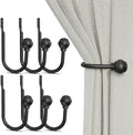 Hion Curtain Holdbacks Black 6pcs, Curtain Tiebacks Wall Mounted Hooks