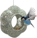 Sunnydaze Mosaic Glass Bird Feeder for Outdoors, Mirrored Diamond Flower