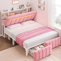 Twin Bed Frames with Storage Headboard for Kids/Girls, Upholstered Black Bed Frame Twin Size with Storage Drawers and Charging Station,Velvet Platform Metal Bed, Noise-Free, No Box Spring Needed
