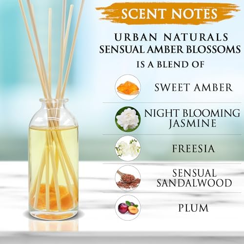 Urban Naturals Reed Diffuser Set, Sensual Amber Blossoms - Bathroom Décor
