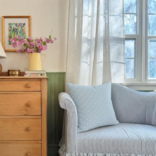 Cute Blue Yellow Polka Dot Room Decor Pillow Cover 18x18