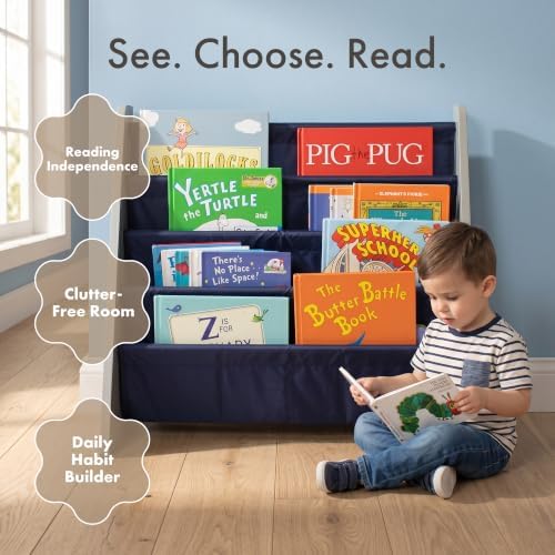 Humble Crew Kids Bookshelf, Montessori Front Facing Toddler Bookcase 4 Tier