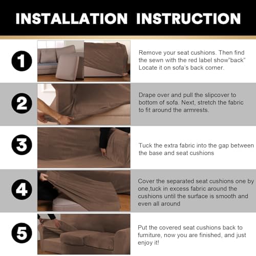 PrinceDeco Velvet Plush Couch Cover Stretch 2 Piece Chair Cover Chair Slipcover Washable Furniture Protector Couch Soft with Elastic Bottom Armchair Cover Width Up to 49 Inch(Small, Caramel)
