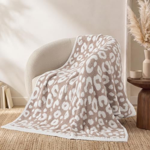 Monbix Soft Twin Size Leopard Blanket for Bed-Cozy Knitted Blankets