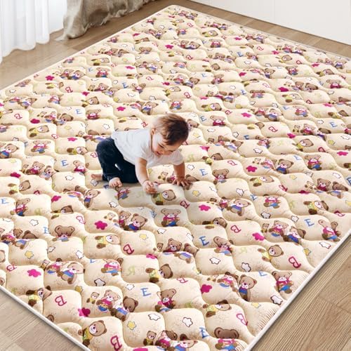 Baby Play Mat, 71" X 59" Extra Large Foldable Crawling Floor Mat for Playpen & Babies, Toddlers. Premium Thicker Foam playmat, Anti-Slip Soft Cushioning Padding, Machine Washable Mat