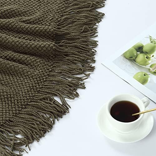 CREVENT Knitted Decorative Throw Blanket for Couch Sofa Chair Bed, Soft Breathable Lightweight for Spring Summer Fall (50''X60'' Green Dot)