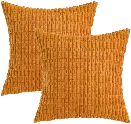 MIULEE Fall Decorative Throw Pillow Covers 16x16 Burnt Orange Pack of 2
