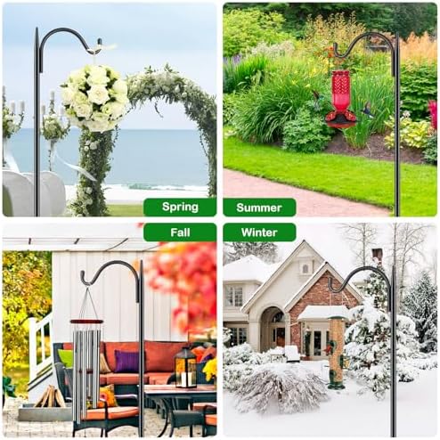 FEED GARDEN 63'' Bird Feeder Pole, 5-Prong Base Shepherds Hook for Outdoor