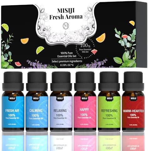 Well-Being Essential Oils Set-Essential Oils for Diffuser for Home,Essential Oils Diffuser Scents for Skin,Aromatherapy,Laundry,Candle&Soap Making,Humidifiers 6 X 10ML