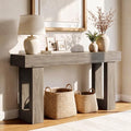 LITTLE TREE 63 Inches Long Sofa Table, Modern Console Table for Entryway, Wooden Sofa Table for Living Room, Behind Couch Table, Rectangle Hallway Foyer Table for Entrance, Grey
