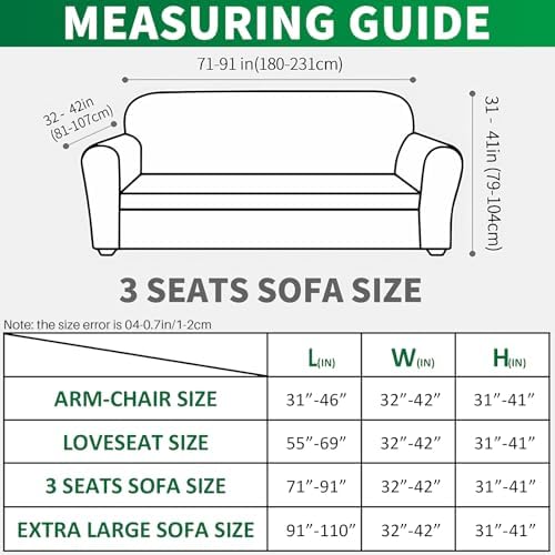 MAXIJIN Stretch Couch Cover Sofa Covers for 3 Cushion Couch (71"-91" Washable Sofa Slipcovers with Non-Slip Foam & Elastic Strap, Dog Cat Pet Friendly Furniture Protector (Large, Army Green)