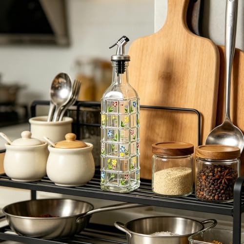 17oz Glass Square Olive Oil Dispenser with Pour Spout