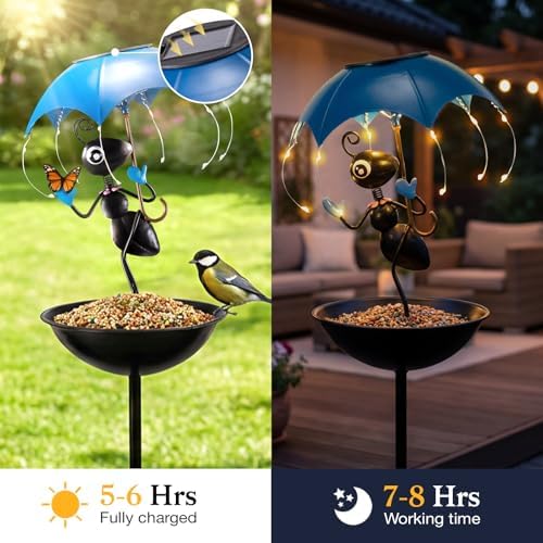 Solar Bird Feeders for Outdoors, Ant Garden Decor with Umbrella Light