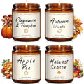 Auelife Fall Candle Set | 4 Pack Scented Candles for Home - Candle Gifts for Women Men, Soy Candles Home Scented | Autumn Fragrance of - Apple Pie/Cinnamon/Harvest/Wreath