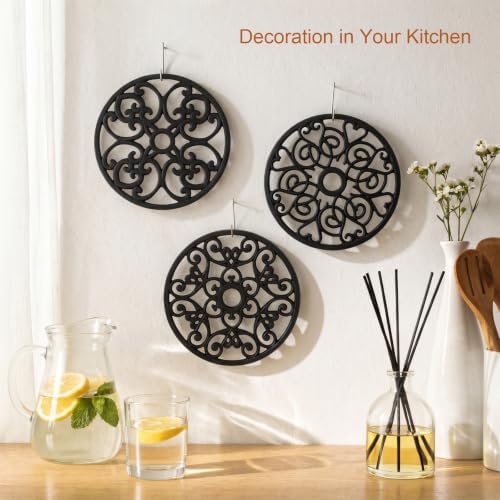 Kirecoo 3PCS Heat Resistant Silicone Trivet Mats for Hot Dishes