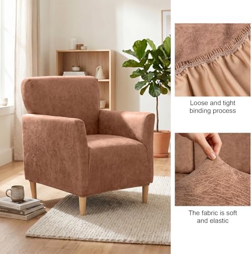 Armchair Covers Stretch Arm Covers Chair Couch Covers, Faux Leather Looking Armchair Slipcover Washable Chair Protector for Living Room (Color D-2)