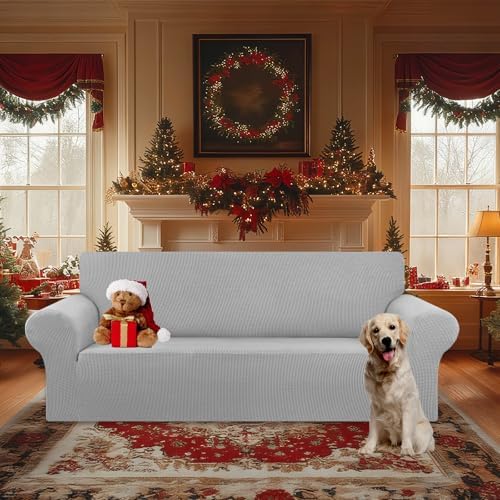 KEKUOU Stretch Oversized Couch Covers for Sofa Slipcover,Silver