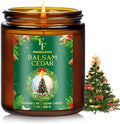 Christmas Candle, Balsam Cedar Scented Candles for Home, Holiday Candles Natural Soy Candle, Aromatherapy Candle 7 oz Jar Candles Christmas Gift for Women Men