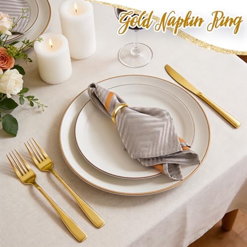 APTWOW Gold Napkin Rings Set of 6, Tetragonum Metal Gold Napkin Holder Buckles, Fall Thanksgiving Christmas Napkin Rings, Napkins Rings for Dinner Table Decor