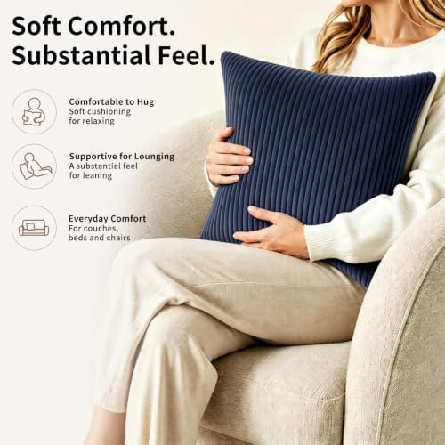 2 Pack 18 x 18 Decorative Throw Pillows with Insert Included