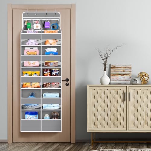 Univivi Upgraded Over the Door Organizer for Baby Nursery, Grey, 6-Shelf