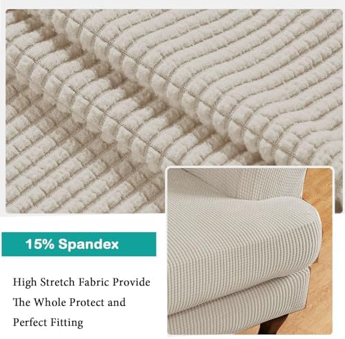 Turquoize Wingback Chair Covers 2 Piece Wing Chair Slipcover Stretch Slipcovers for Wingback Chairs Wing Chair Cover Spandex Jacquard Fabric with Elastic Bottom Non-Slip Furniture Cover, Island Fossi