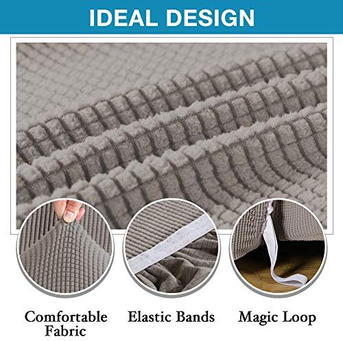 Flamingo P Stretch Recliner Chair Cover Recliner Cover for Electric/Manual Style | Furniture Cover for Reclining with Side Pocket, Soft Checked Jacquard Fabric Form Fitted Standard/Oversized - Taupe