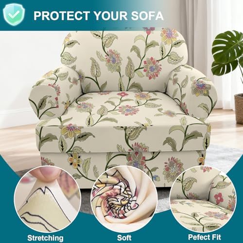 NILUOH 2-Piece T-Cushion Armchair Slipcover, Stretch Chair Cover with Separate Seat Cushion Cover, Soft Washable Furniture Protector for Living Room
