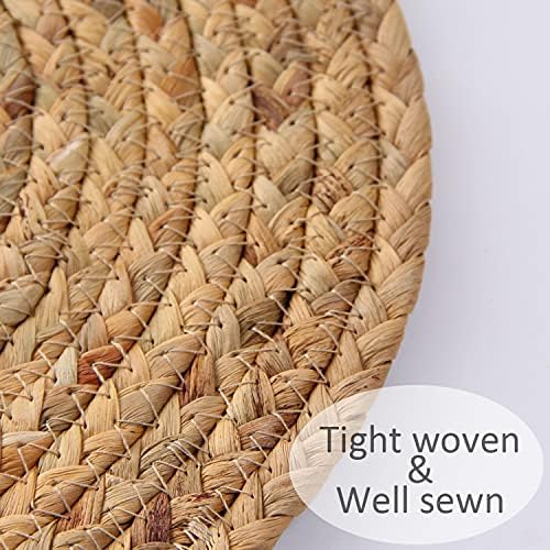 Square Woven Placemats Set of 4 Straw Table Placemat Extra Wide Braided Rattan Place Mats for Square Plates Farmhouse Placemat Wipeable Wicker Outdoor Placemats for Patio Table 13.4''