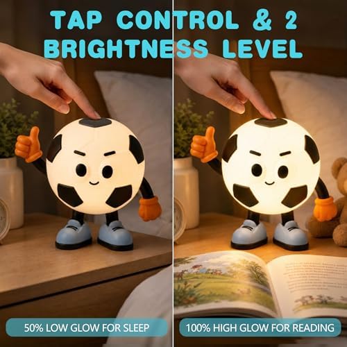 FAMIDUO Lucky #7 Soccer Night Light, Food-Grade Silicone, Warm+RGB, Teens