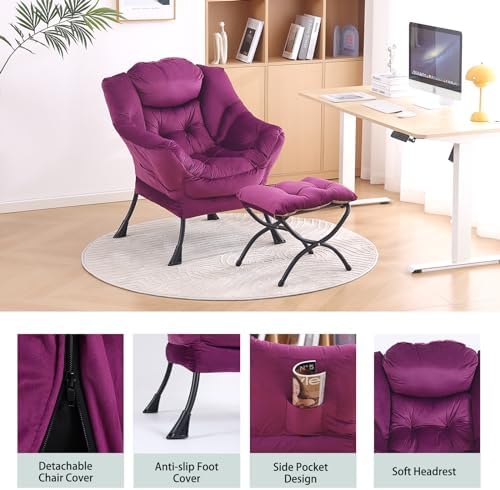 LITA Lazy Chair with Ottoman, Comfy Accent Reading Chair
