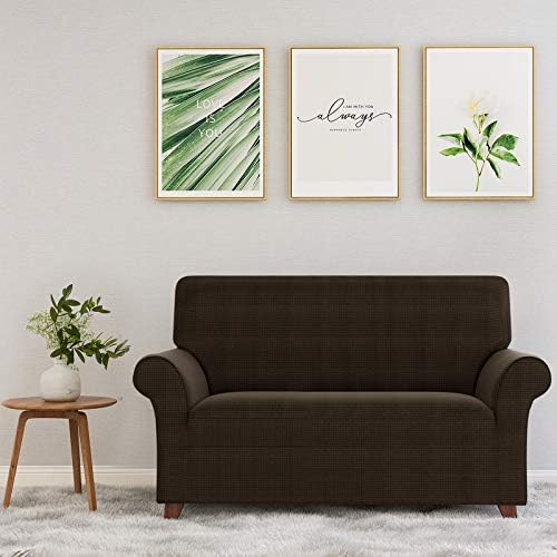ZNSAYOTX Loveseat Covers High Stretchy Spandex Pet Friendly Sofa Slipcover 1 Piece Non Slip Couch Furniture Protection Covers (Coffee, Loveseat)