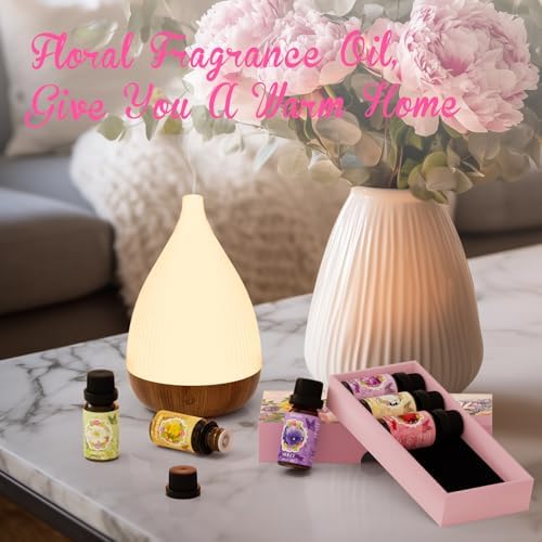 Soulorigin Floral Essential Oils Set, Fragrance Oil Gift Set for Diffuser, Natural Scent Diffuser Oil for Candle Making- Rose, Gardenia, Jasmine, Honeysuckle, Violet, Lilac