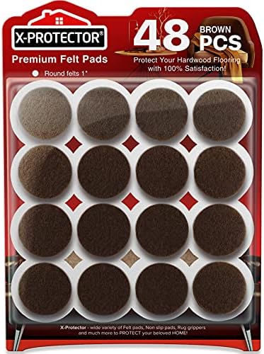 Felt Furniture Pads X-Protector - 48 PCS 1" - Premium Felt Pads (Brown)