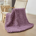 Bigacogo Chunky Knit Throw Blanket for Couch, 40x40 inches, Winter Grape