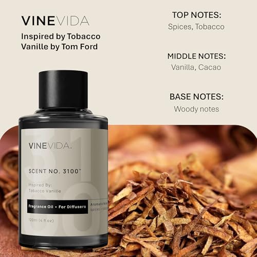 VINEVIDA [4 Fl Oz] Scent NO. 3100 Fragrance Oil for Cold Air Diffusers, Aromatic Notes of Spices Tobacco Vanilla, Essential Oils for Diffuser Oil Refill & Air Freshener Room Spray