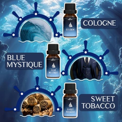 SALUBRITO Cologne Fragrance Oils, Premium Essential Oil Set for Diffuser, Soap, Candle Making Scents, Amber Oud, Midnight Musk, Blue Mystique, Sweet Tobacco, Nocturne, Cologne