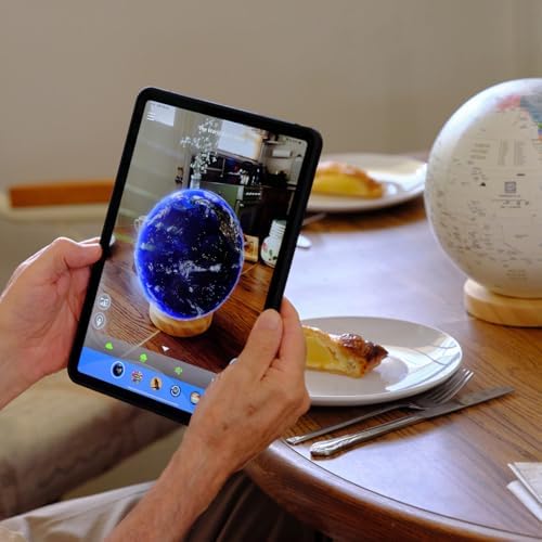 Hobonichi Earth Ball Journey, A full-scale globe type earth ball that separates the countries of the world. When you place the app, you can see the world information, Diameter 7.9 inches (20 cm), Made in Japan, Ivory