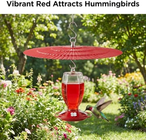 [2 Pack] 11.5" Metal Bird Feeder Rain Guard - Red