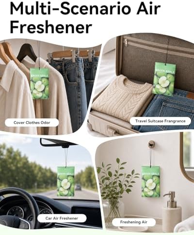 MYARO 20Pcs Green Apple Scented Sachets, Closet Deodorizer Car Freshener