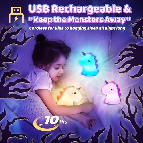 Unicorn Toys Night Light, 16 Colors Night Light Kids, Silicone Gilrs Toys