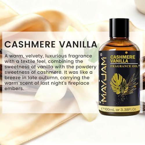MAYJAM Cashmere Vanilla Fragrance Oil for Diffusers for Home, 3.38FL.OZ
