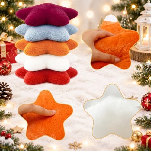 Soaoo 5 Pcs Star Fluffy Pillow Star Shape Pillow, Warm Collection