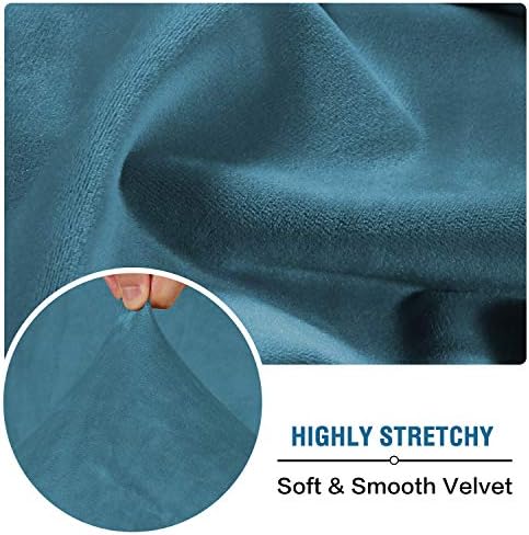 H.VERSAILTEX Velvet Stretch Couch Cushion Cover Plush Cushion Slipcover for Chair Loveseat Sofa Cushion Furniture Protector Seat Cushion Sofa Cover (3 Piece Sofa Cushion Covers, Peacock Blue)