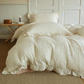 Vintage Flower Duvet Cover Set Muslin Cotton Twin(68"x86"),Ditsy Floral