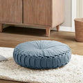 Intelligent Design Round Chenille Tufted Floor Pillow Dia 22"x6" Aqua