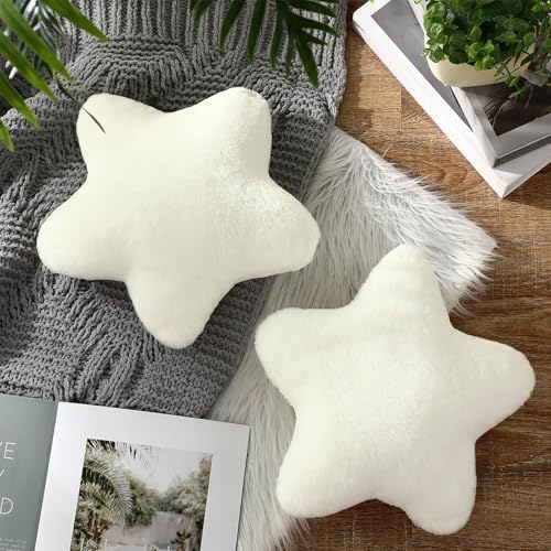 Beeveer 2 Pcs 11 Inch Star Pillow Decorative Gift, Beige