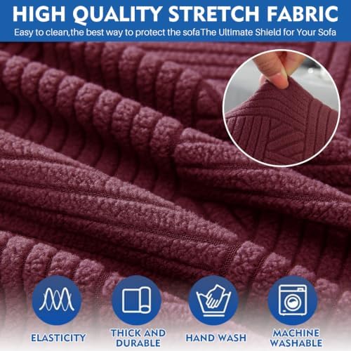 XINEAGE XL Sofa Slipcover Pet Friendly, Stretch Couch Cover,Wine Red